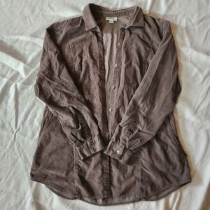 J.Jill Brown Corduroy Button Down Shirt Soft Stretch